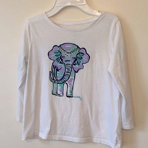 Lilly Pulitzer three-quarter length T-shirt with jewel embellishment.